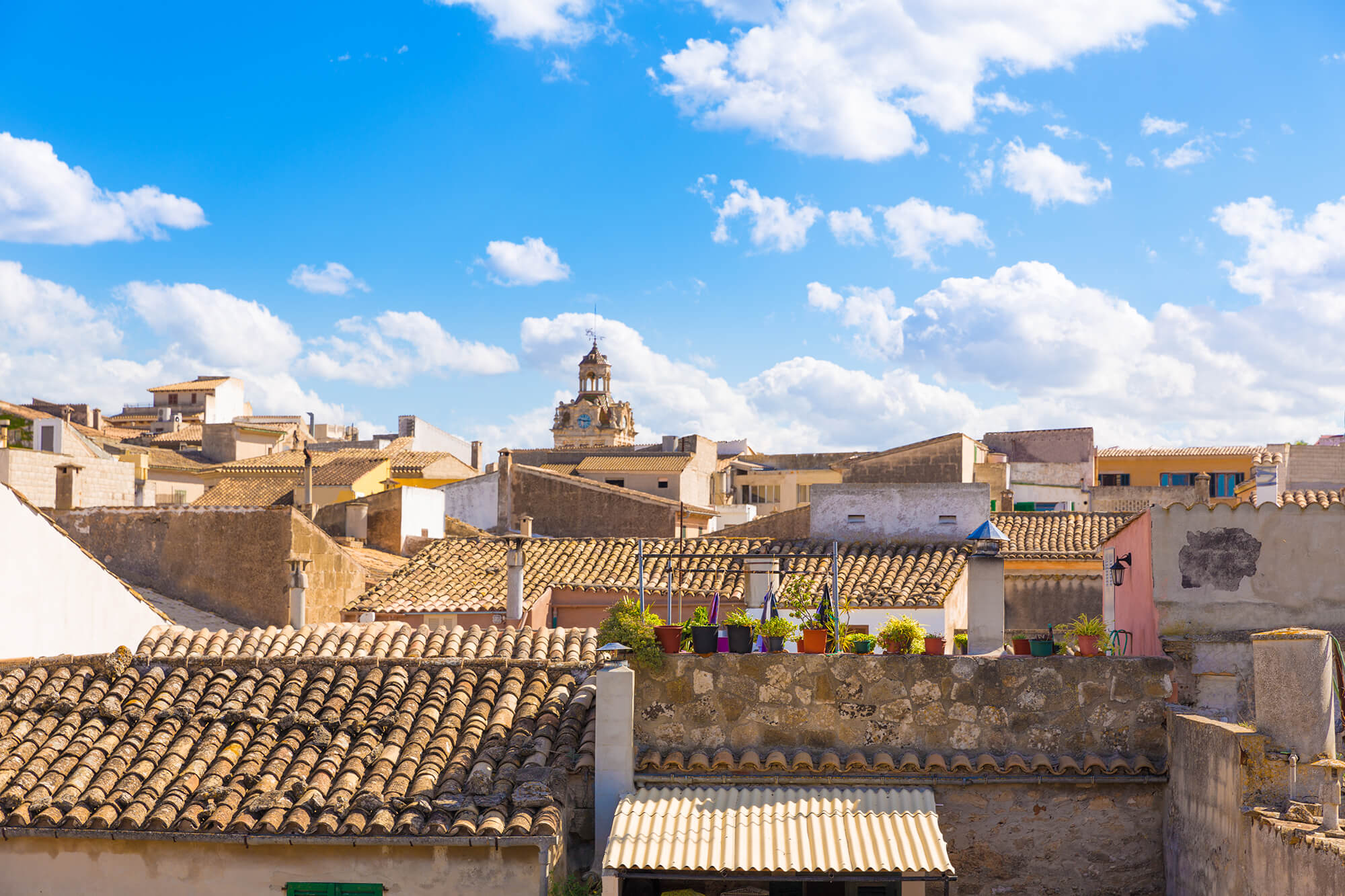 View over the roofs of the old town of Alcudia